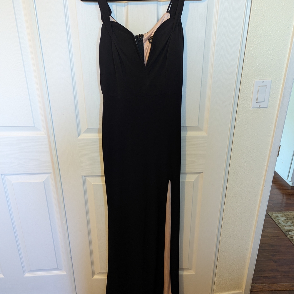 City Studio Black Maxi Dress with Nude Accents